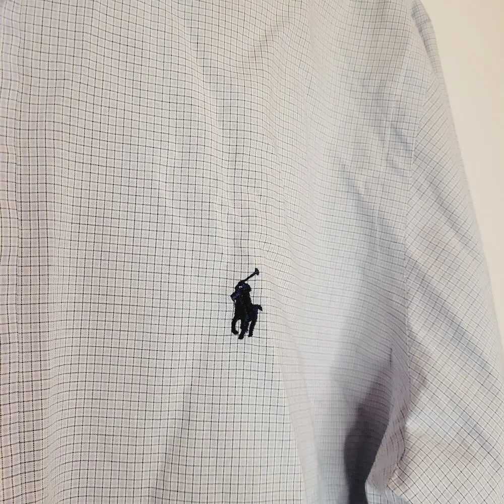Polo Ralph Lauren Andrew check print button up cotton dress shirt Size 15 Preppy
